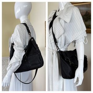 Kenneth Cole New York Soft Pebble Leather Hobo Bag w/ Crossbody Strap